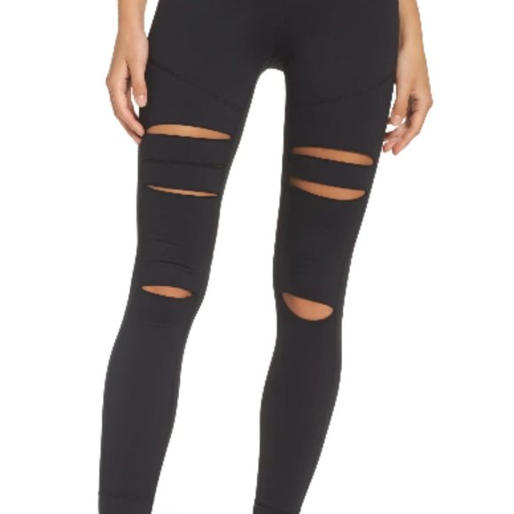 NWOT - Zella Cece High Waist Open Knee Leggings - Size Medium,‎ Black - Picture 1 of 13